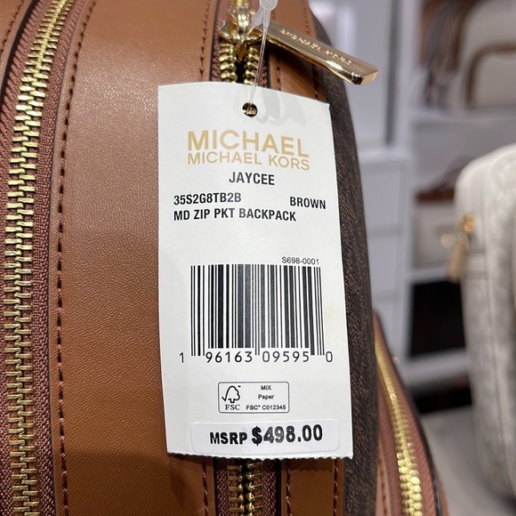 Michael Kors Backpack Bag Jaycee Md Backpack Brown Braun 35S2G8TB2B - Picture 11 of 16